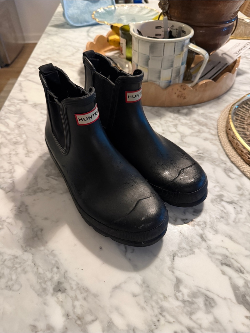 Hunter Short Black Chelsea Rain Boots